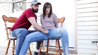 Squirting outside in my jeans - Neighbours watching - 10 image