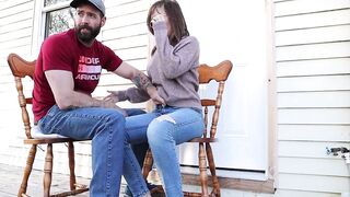 Squirting outside in my jeans - Neighbours watching - 3 image