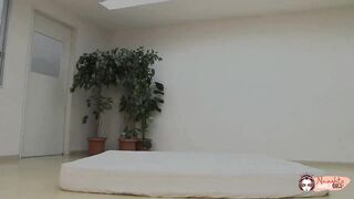 As the group of men strip the blonde her Asian pussy gets ready for fingering - 5 image