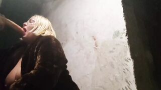 Mom suck and fuck step win in the basement and elevator - 1 image