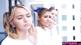 Ebony teen Ryder Rey and her squirter BFFs fucked hard by their perv coach - 7 image