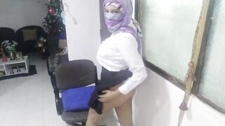 Real Hot Arab MILF In School Outfit Masturbates And Squirts To Orgasm In Niqab While Husband Away - 2 image