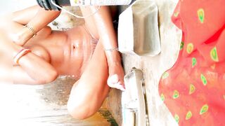 INDIAN (school girl Squrting in school viral video !! Fingering !! Niked Bath in School bathroom - 5 image