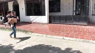 While I'm exercising, that guy watches me, I hinted at him so he could fuck my big ass and milk my tits. - 3 image