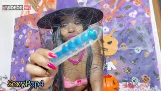 Morena Rabuda plays with her horny penile pumpkin squirts on halloween night - 13 image