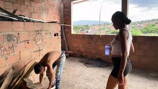 The wife is playing with her pussy until she cums twice and then wakes up the husband by sucking his cock until he cums - 1 image