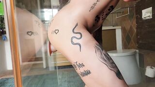 Getting My Pussy Stretched Till I Squirt By My Huge Dildo While In The Shower. - 14 image