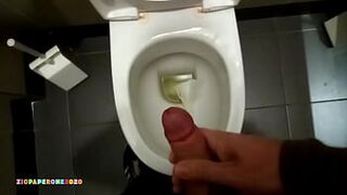 Ziopaperone2020 - PUBLIC - After pissing, I jerk off and spray my cum around (in a public bathroom) - 1 image