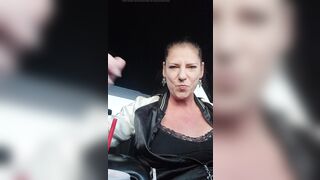 MILF Masturbates and Squirts with Huge Cucumber in Grocery Store Parking Lot - 9 image