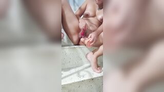 Beautiful girl masturbates on the stairs and ends up horny with a delicious squirt - 10 image