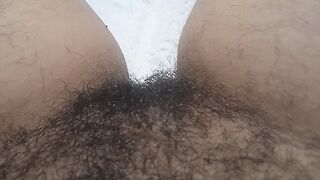 Fingering my hairy pussy with orgasm - 1 image