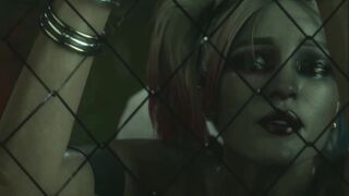 A lustful bitch in a corner makes a guy cum many times, and also actively squirts herself. Hot animated sex.