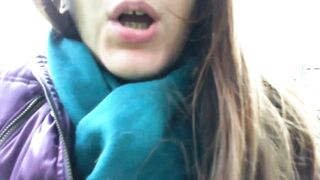 Gorgeous squirting in a public garden hot Italian student masturbates