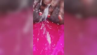 Long labia ebony squirting pussy, masturbating orgasm