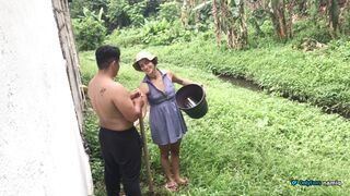 I fucked my neighbor's stepdaughter the gardener inside his vegetable garden - 7 image