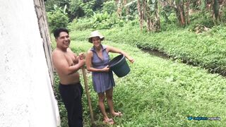 I fucked my neighbor's stepdaughter the gardener inside his vegetable garden - 8 image