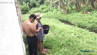 I fucked my neighbor's stepdaughter the gardener inside his vegetable garden - 9 image