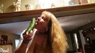 Mature Dani Fucks her Pussy Hard with a Cucumber and Squirts! - 5 image
