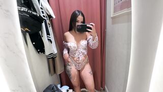 Try on haul in a public fitting room but I brought my dildo AND squirted - 10 image