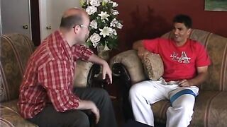 Guy licks and finger fucks a sexy blonde then she rides him on the sofa - 2 image