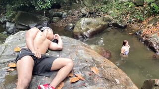 Outdoor fuck at the Rio Pance in Cali Colombia with a stranger jerking off while watching me - Angel Cruz & Celeste Alba - 3 image