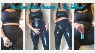 Hot Horny Teacher in leggings releases all her stress in the shower - 1 image