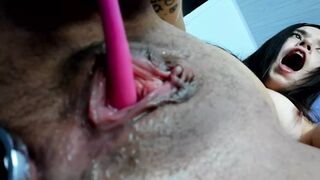 Cute college student with a small body and youthful face cums in hot spurts while having her ass penetrated and her tight - 1 image
