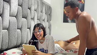 I help my little stepsister with her schoolwork and she ends up learning to fuck very hard - 1 image