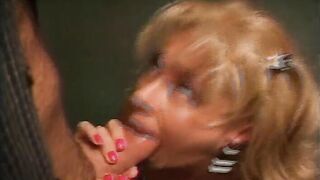 MILF squirts while older man licks and bangs her pussy after sucking him through glory hole - 6 image