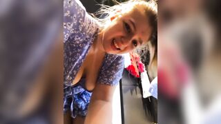 Dripping a lot and fingering her pink pussy in public - 6 image