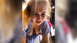 Dripping a lot and fingering her pink pussy in public - 9 image