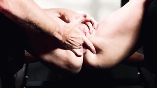 Close up of shaved pussy squirting over you - she rains her juices down onto you - 15 image