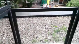 Squirting at hotel terrace