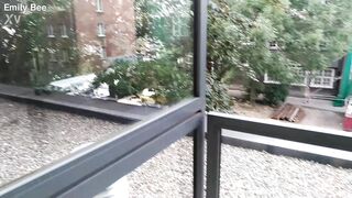 Squirting at hotel terrace - 3 image