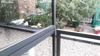 Squirting at hotel terrace - 4 image