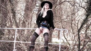 Cowgirl, Masturbation and dildo Outdoors - 3 image
