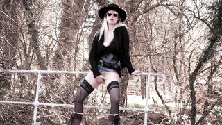 Cowgirl, Masturbation and dildo Outdoors - 4 image