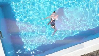 Lesbian Golden Showers in and by the Pool - 4 image