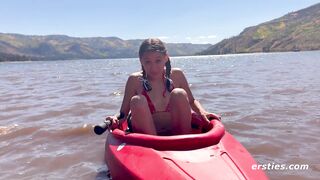Ersties - American Babe Daphne Masturbates In the Middle Of a Lake & Squirts - 12 image