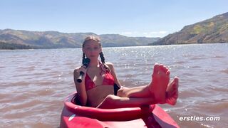 Ersties - American Babe Daphne Masturbates In the Middle Of a Lake & Squirts - 3 image