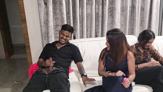 Boy behind Indian sex scene shakes his cock in front of girls - 3 image