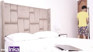 My Stepmom Ebony with huge tits catches me watching her porn videos - 1 image