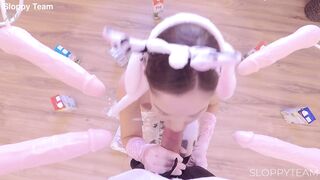 MILF in Cow Costume - Gangbang Bukkake Play with Dildos