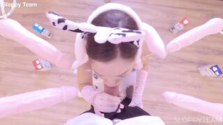 MILF in Cow Costume - Gangbang Bukkake Play with Dildos