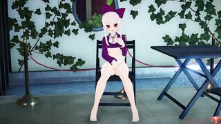 White-Haired Beauty Masturbates at Outdoor Pool, Squirts Until the Water Rises