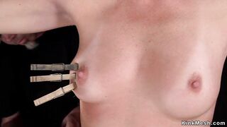 Kinky slave gets whipped and brutally fucked in bondage - 3 image