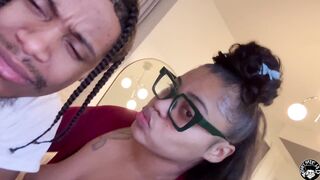 Thick BBW squirts on Lil D's trailer while wearing glasses and giving a sloppy BJ - 13 image