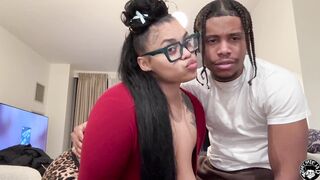 Thick BBW squirts on Lil D's trailer while wearing glasses and giving a sloppy BJ - 4 image