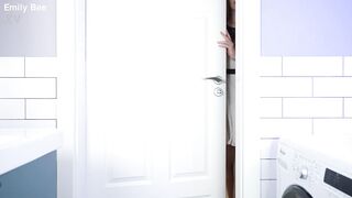 Hot European wife gets her pretty pussy pounded by boss's hot wife in his bathroom