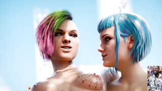 Nerdy girl Judy gets her bald pussy drilled and fingered until she squirts with pleasure